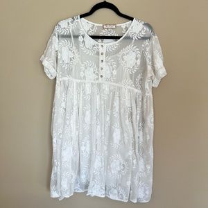 Eri + Ali white embroidered babydoll dress